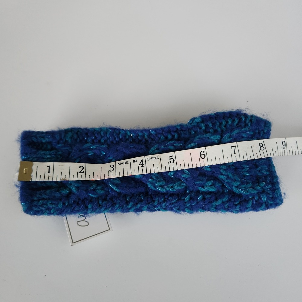 Aeropostale Blue Teal Cable Knit Fingerless Textable Gloves Arm Warmers NWT - Picture 3 of 5